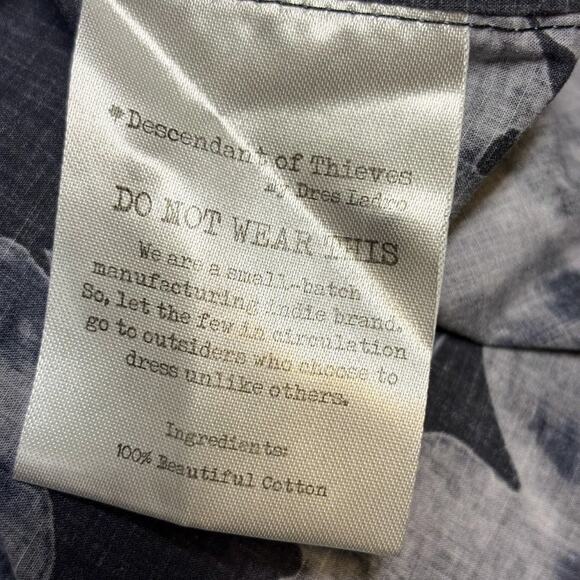 Descendant of Thieves Floral Long Sleeve Button Down Shirt Size Ash Black Size L - Picture 8 of 12